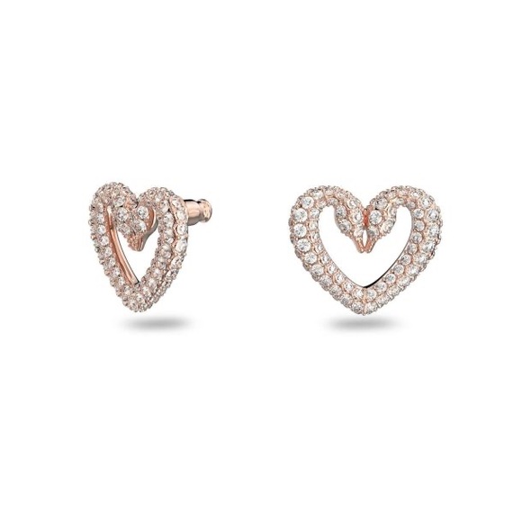 $185 MRSP | Swarovski - Una Stud Heart Crystal Earrings | Rose Gold - Picture 2 of 9